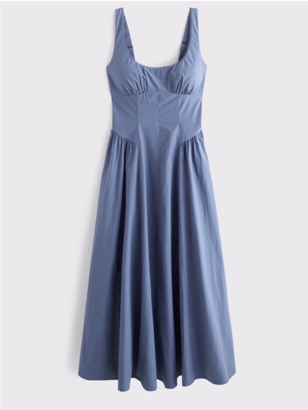 NWT ABERCROMBIE AND FITCH 100% Cotton Bra Free Dylan Midi Dress Blue Fog - Picture 3 of 8